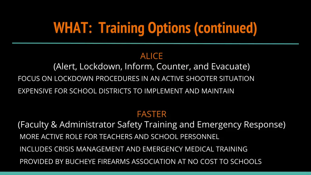 what training options continued