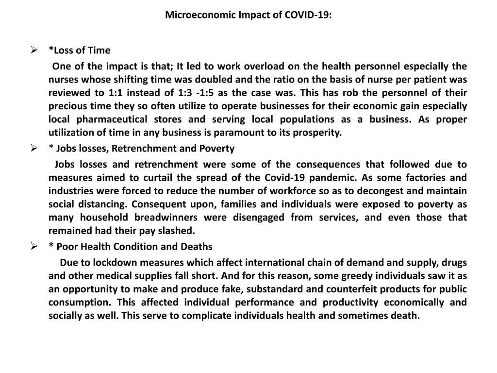 microeconomic impact of covid 19