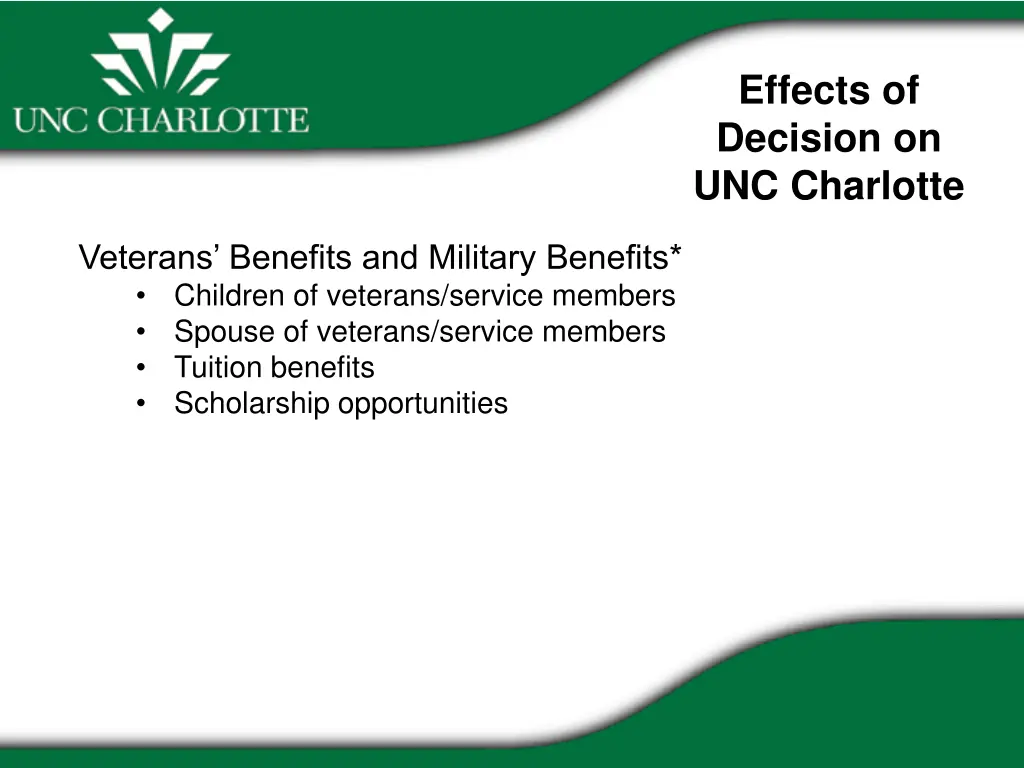 effects of decision on unc charlotte 5
