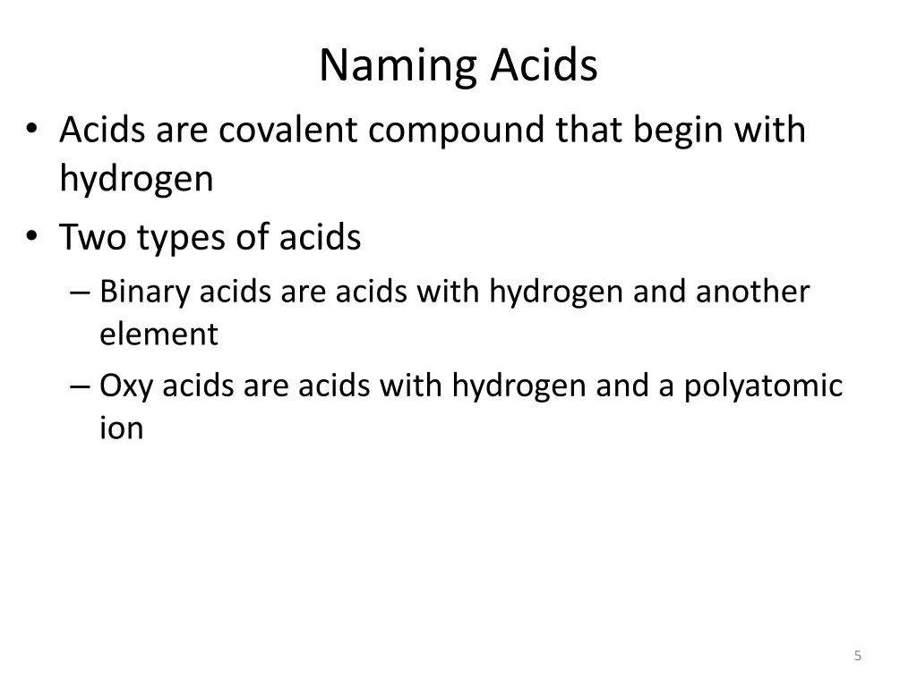 naming acids
