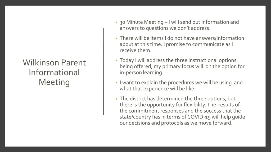30 minute meeting i will send out information