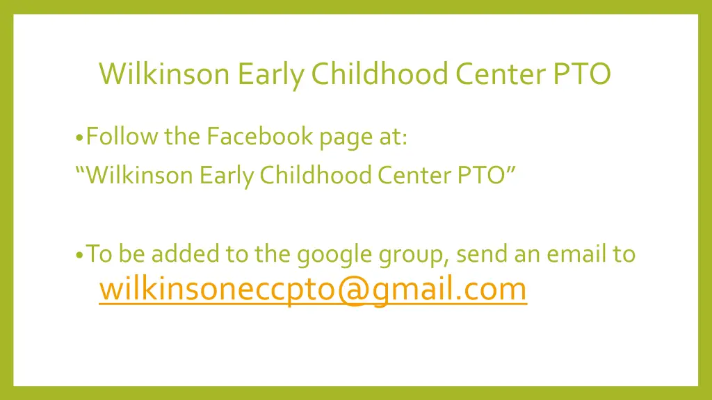wilkinson early childhood center pto