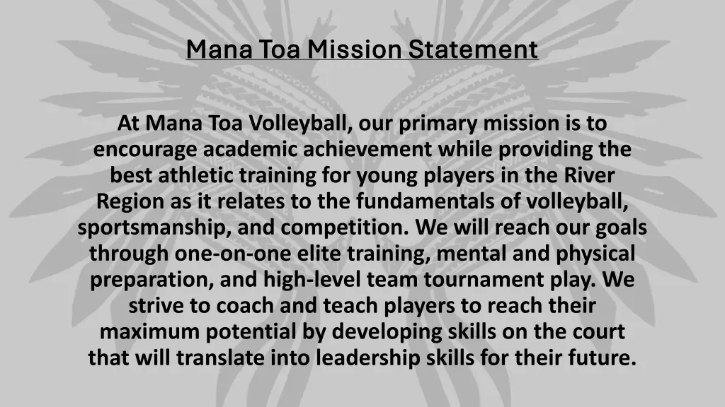 mana toa mission statement mana toa mission