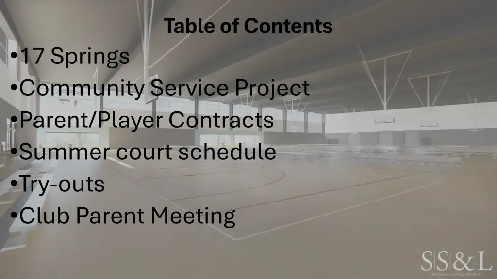 table of contents