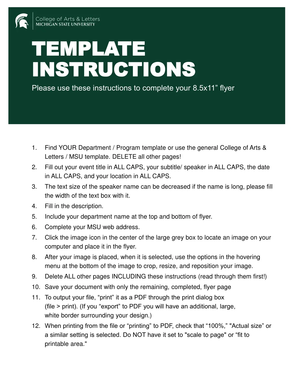 template template instructions instructions