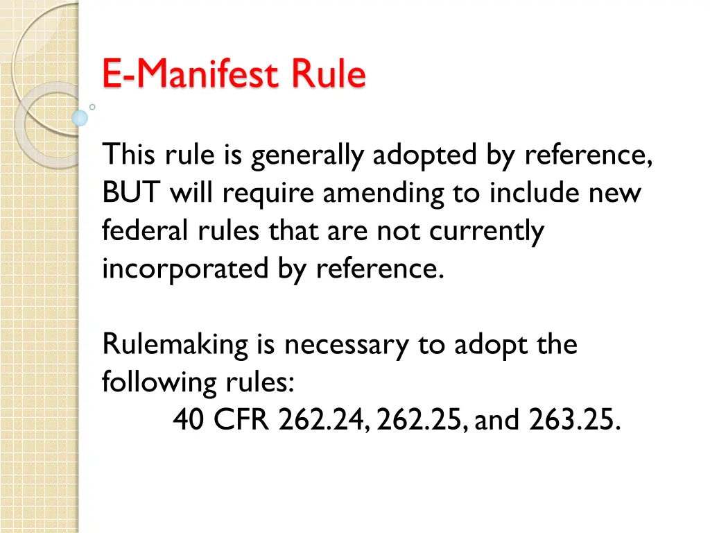e manifest rule