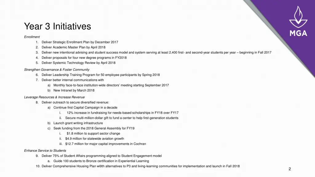 year 3 initiatives