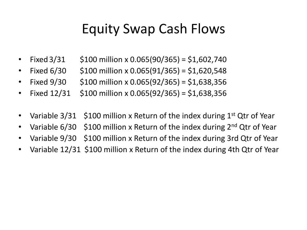 equity swap cash flows