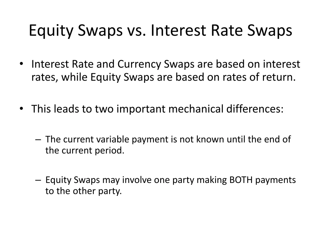 equity swaps vs interest rate swaps