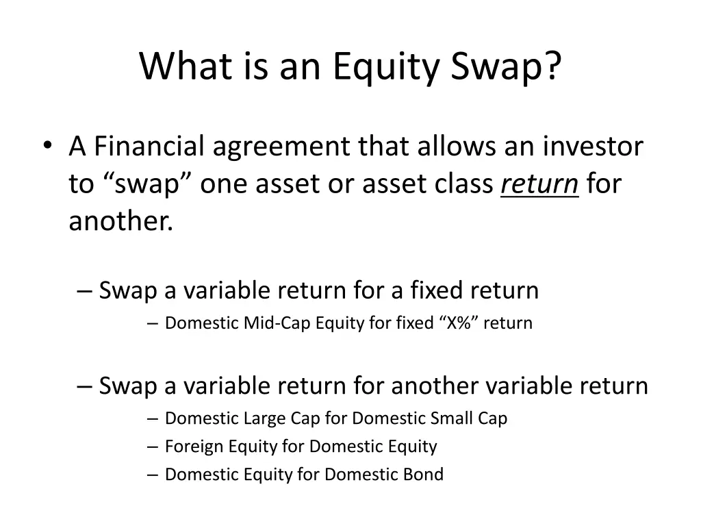 what is an equity swap