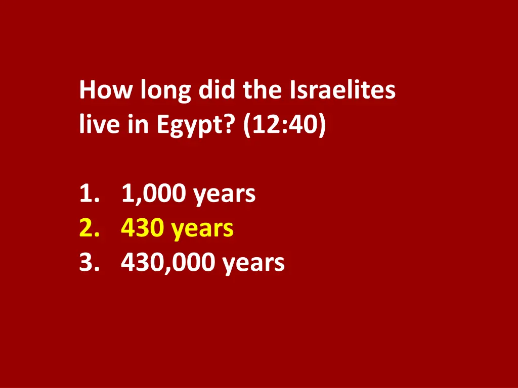 how long did the israelites live in egypt 12 40 1