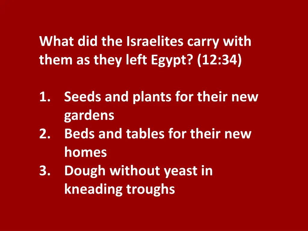 what did the israelites carry with them as they
