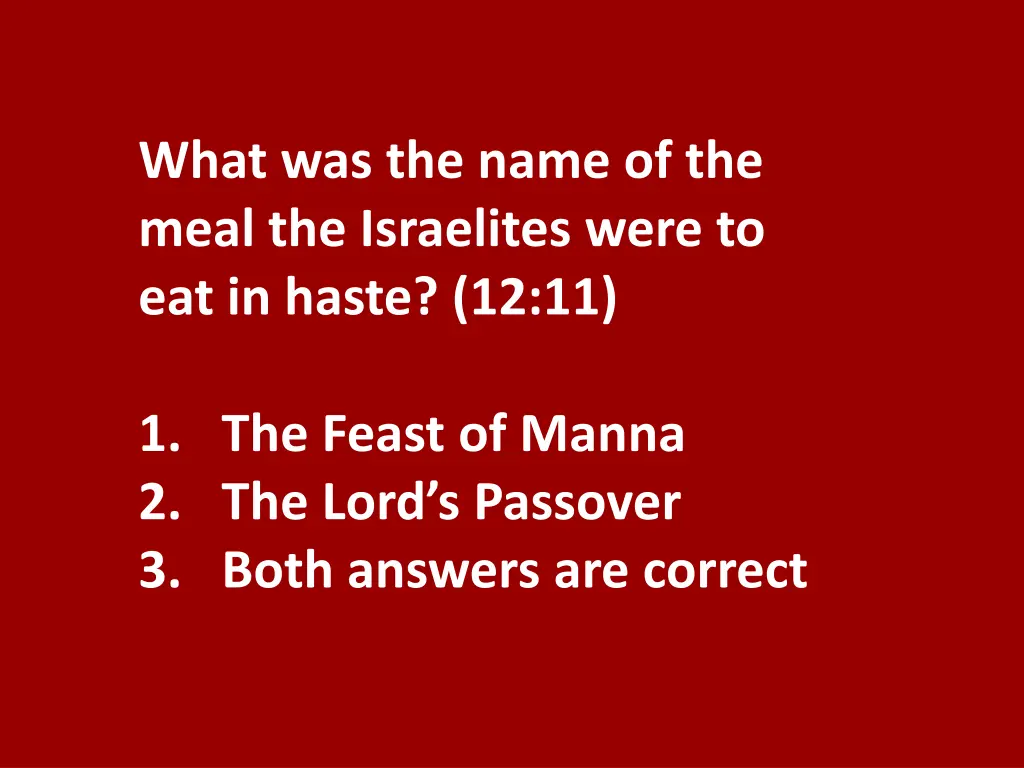 what was the name of the meal the israelites were