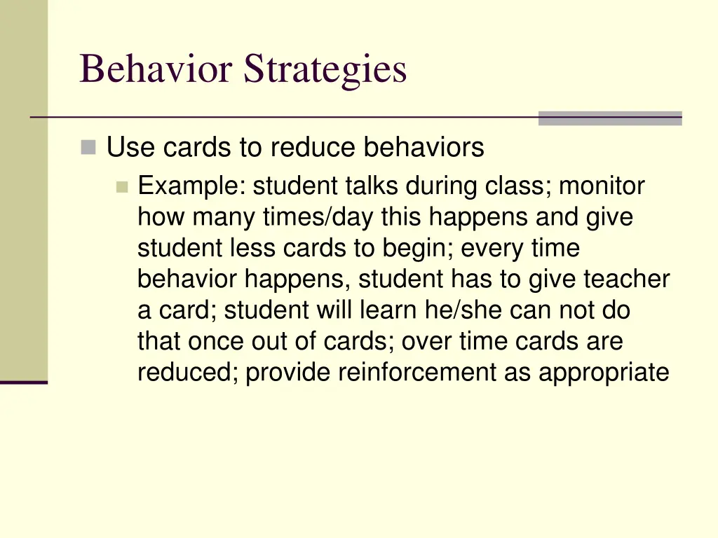 behavior strategies