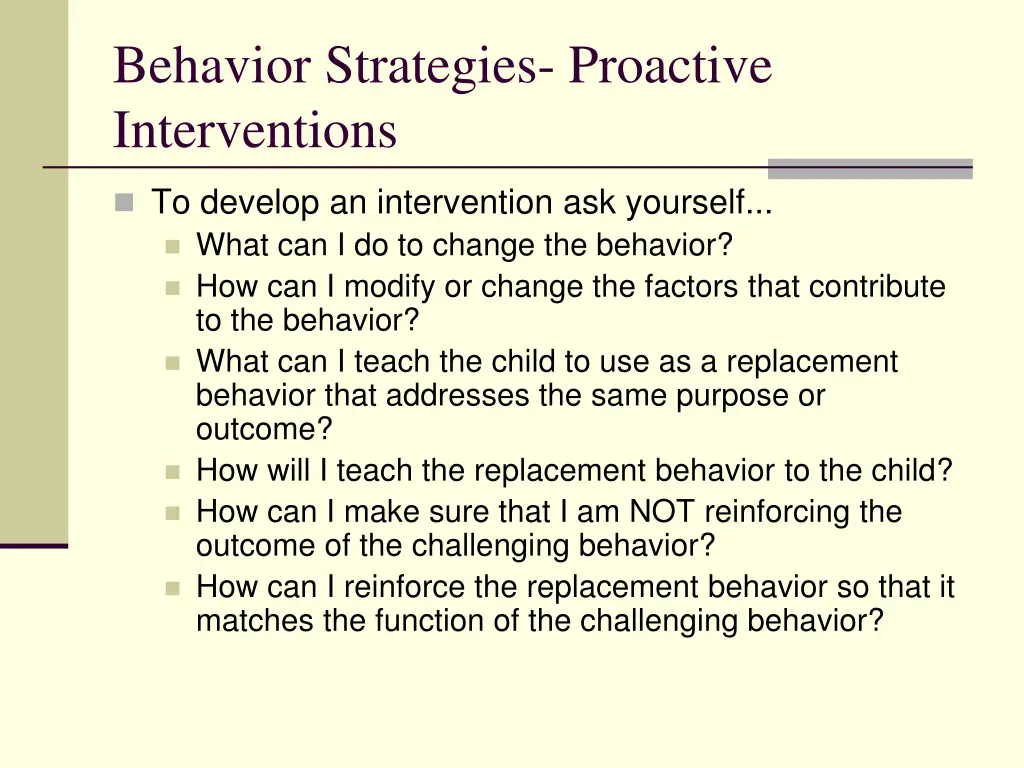 behavior strategies proactive interventions