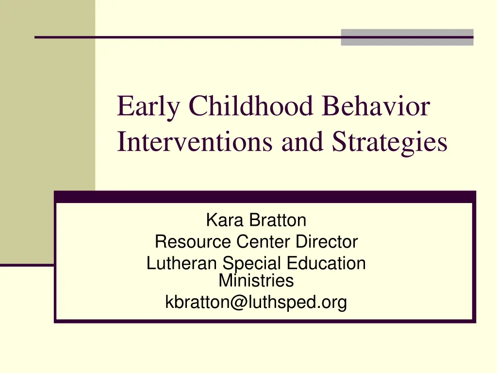 early childhood behavior interventions