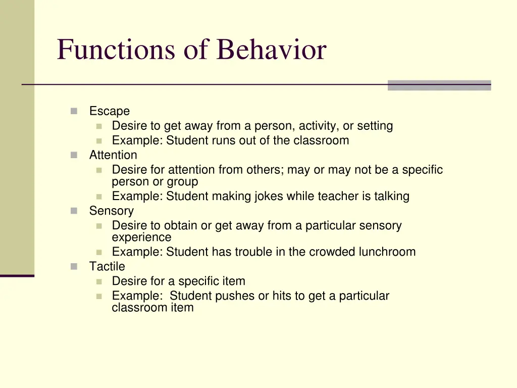 functions of behavior
