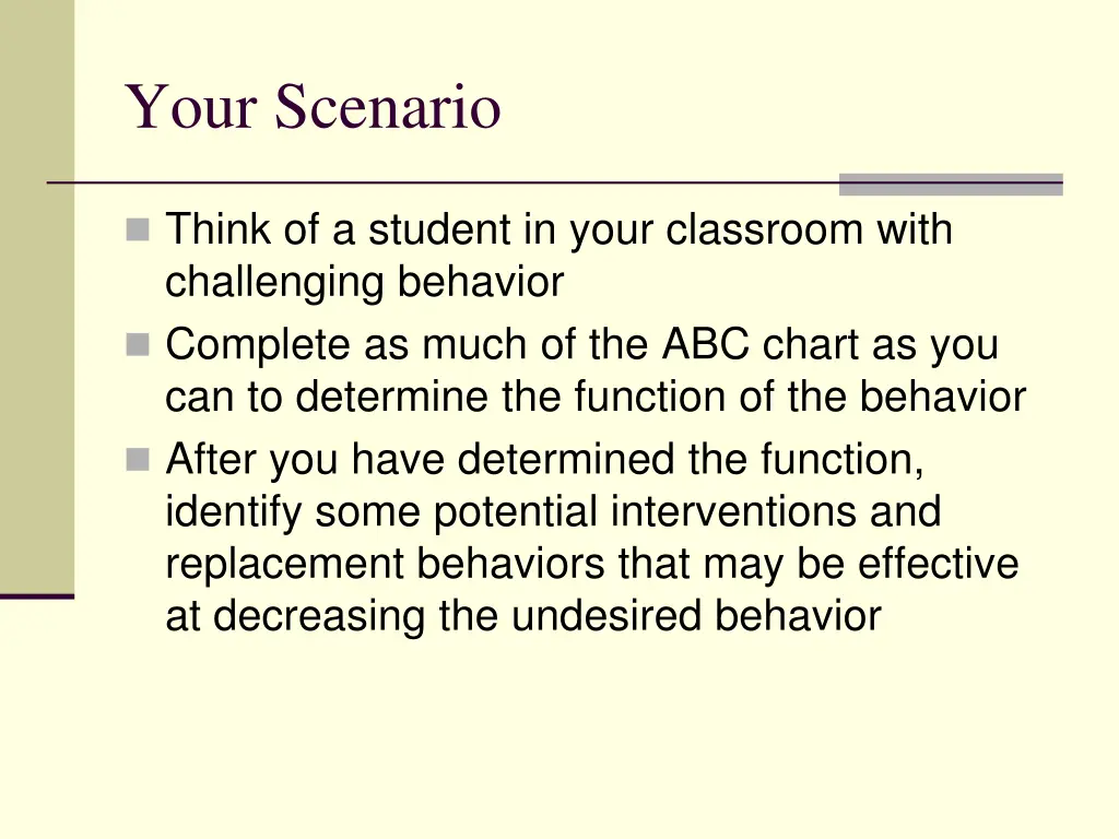 your scenario