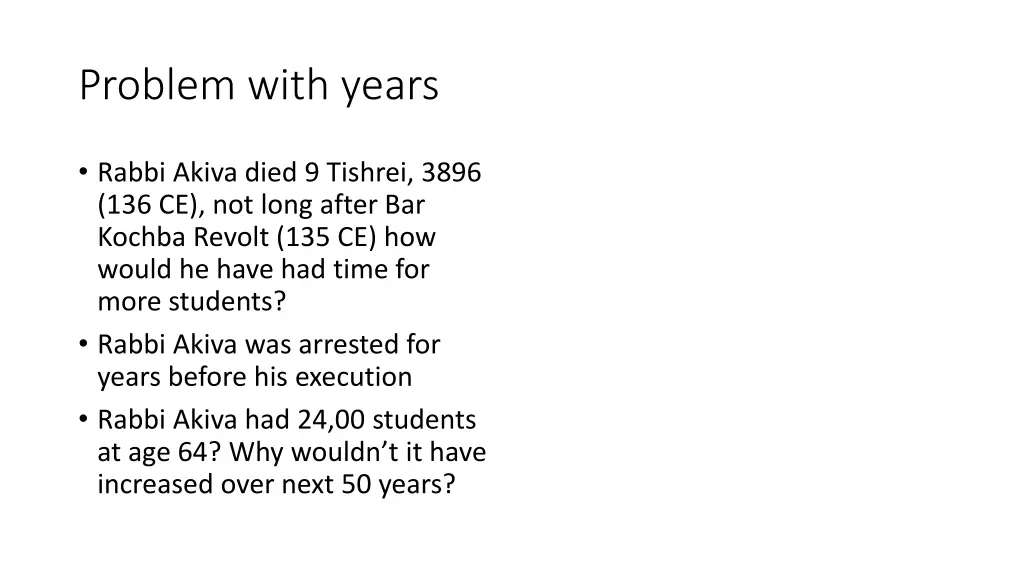 problem with years