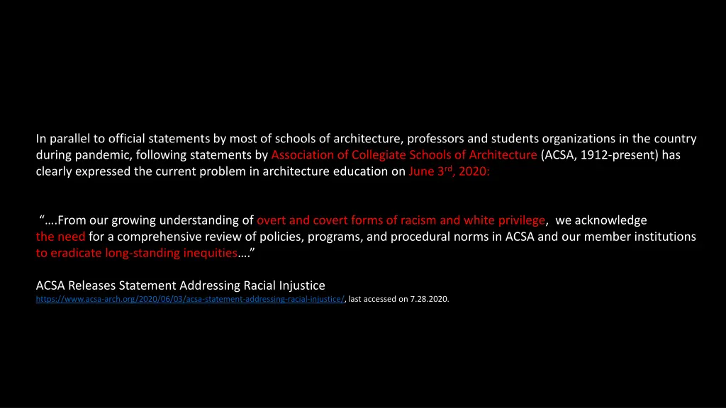 in parallel to official statements by most