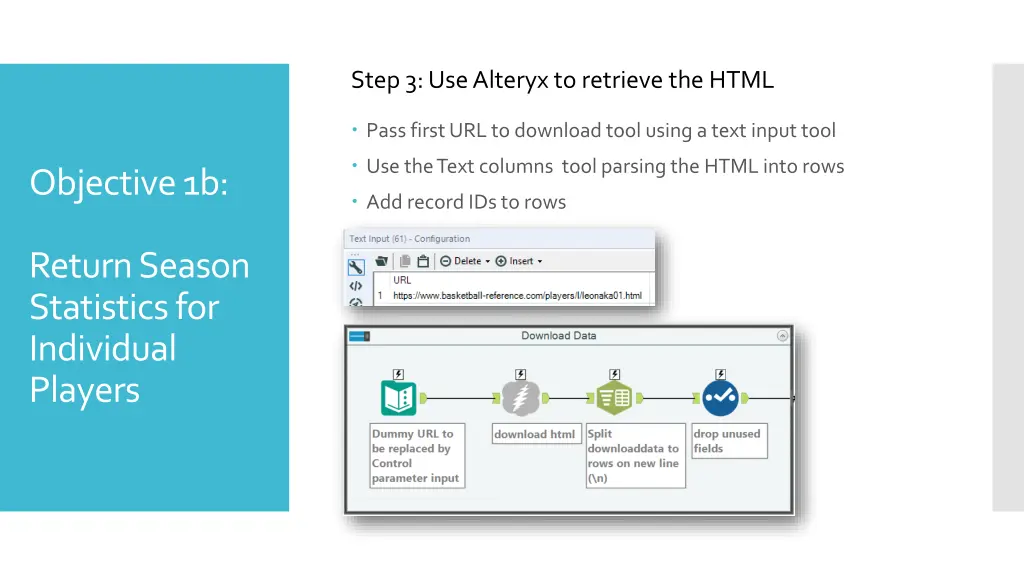 step 3 use alteryx to retrieve the html 1