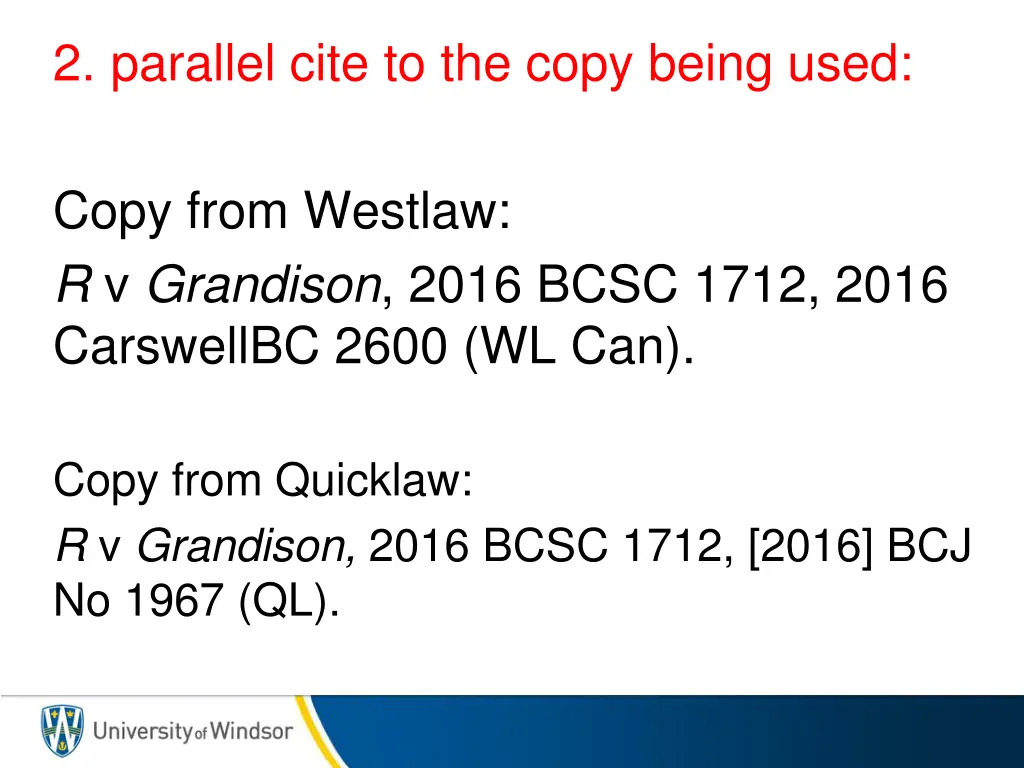 2 parallel cite to the copy being used