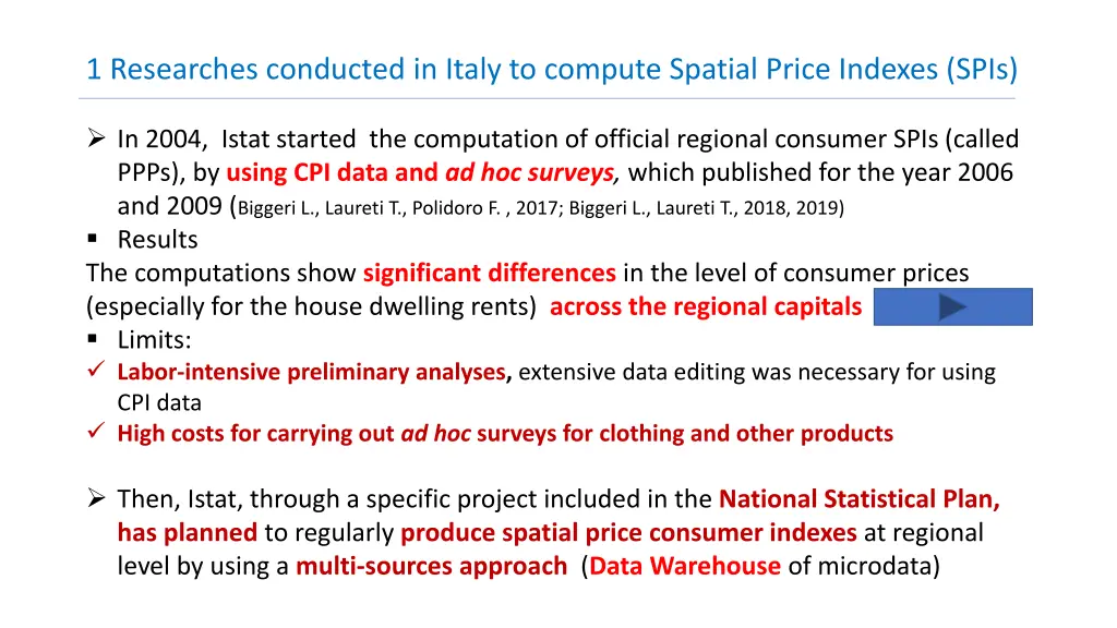 1 researches conducted in italy to compute