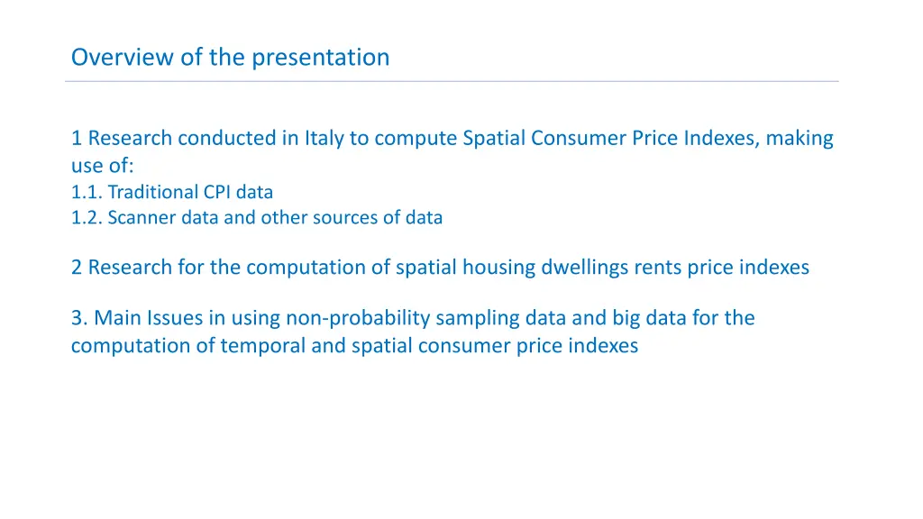 overview of the presentation