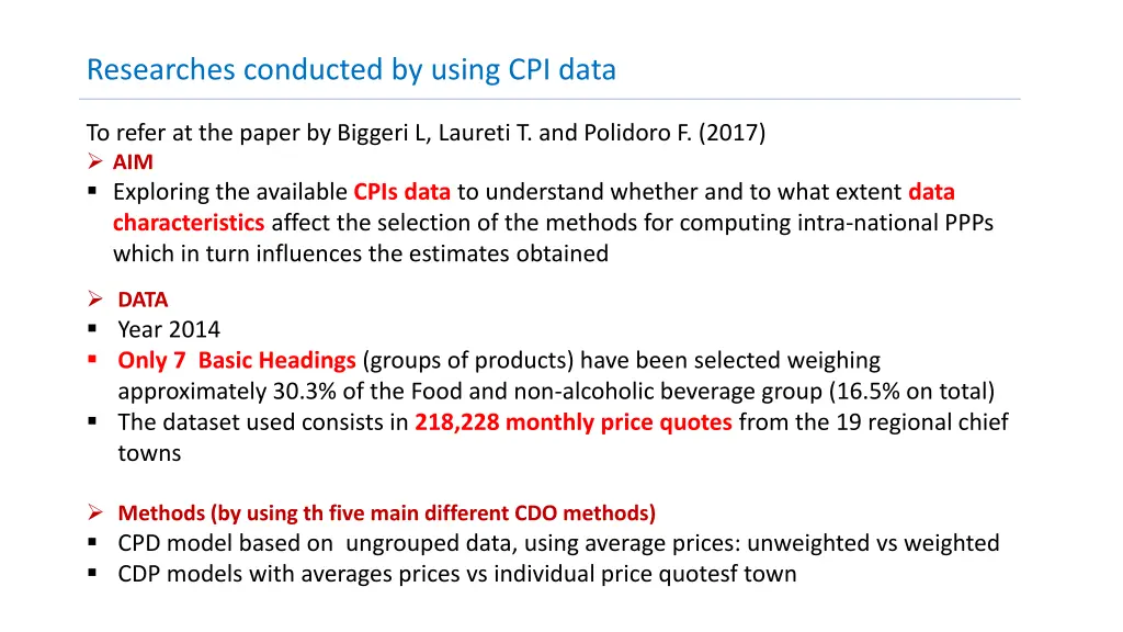 researches conducted by using cpi data