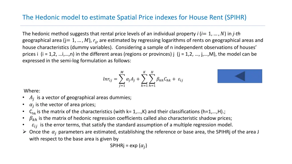 the hedonic model to estimate spatial price