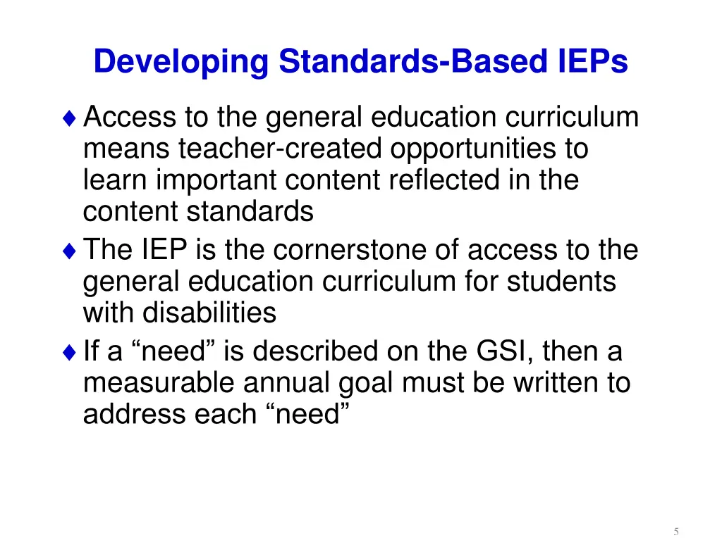 developing standards based ieps