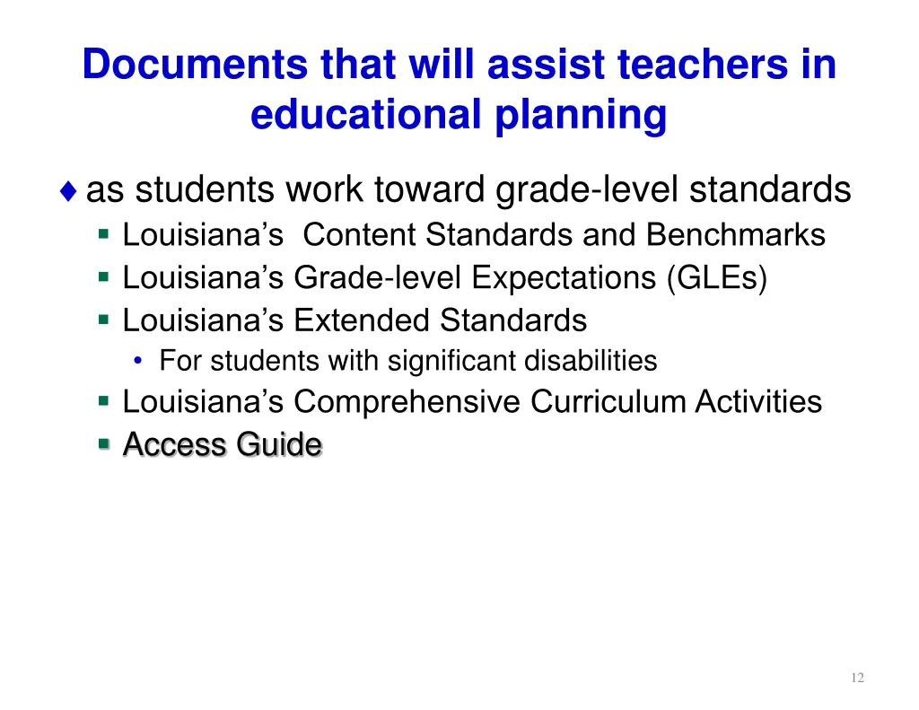 documents that will assist teachers