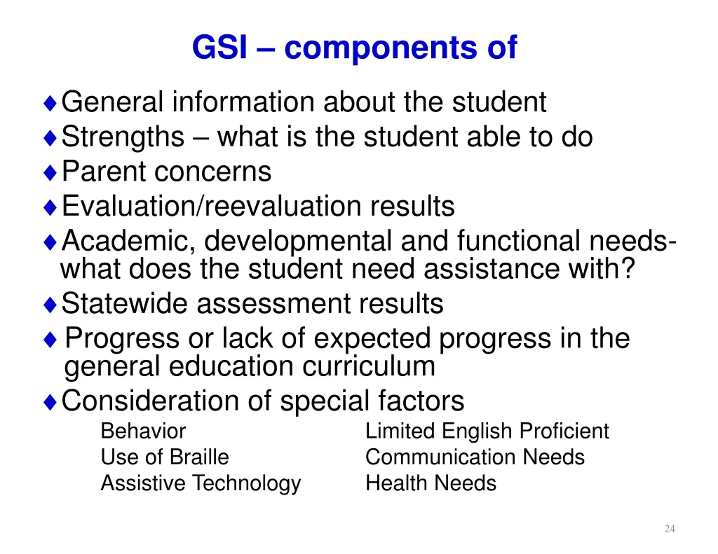 gsi components of