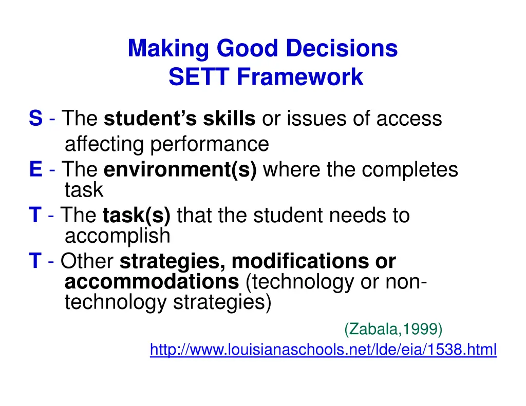 making good decisions sett framework