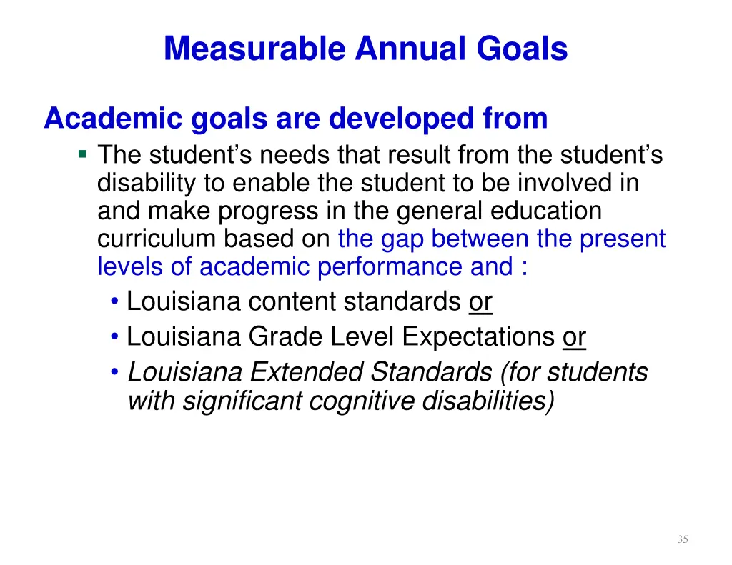 measurable annual goals