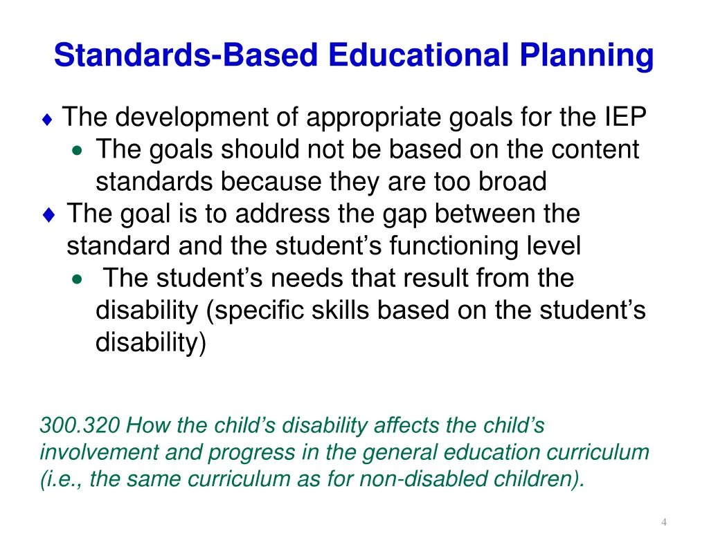 standards based educational planning