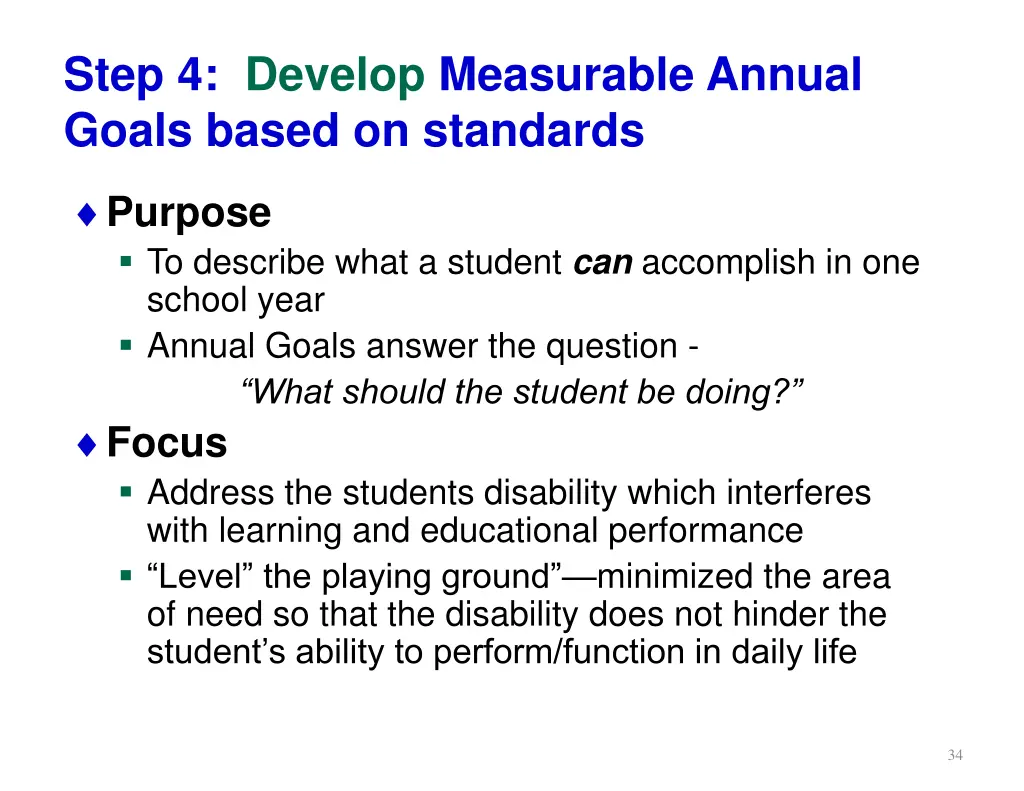 step 4 develop measurable annual goals based