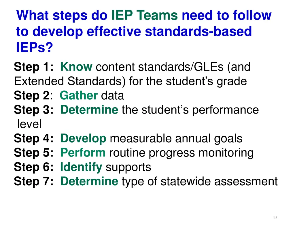 what steps do iep teams need to follow to develop