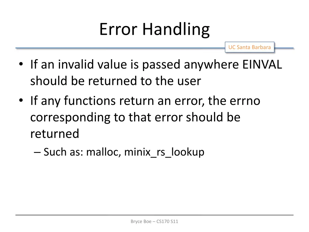 error handling