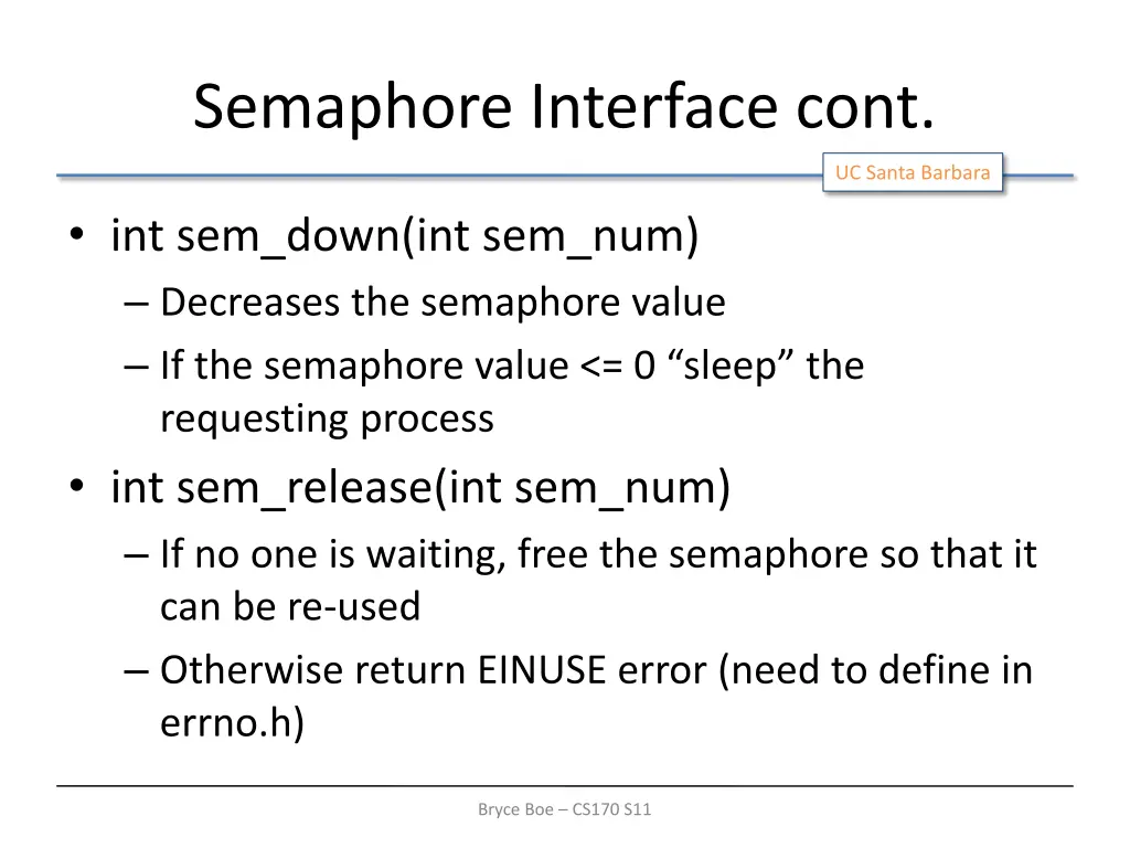semaphore interface cont