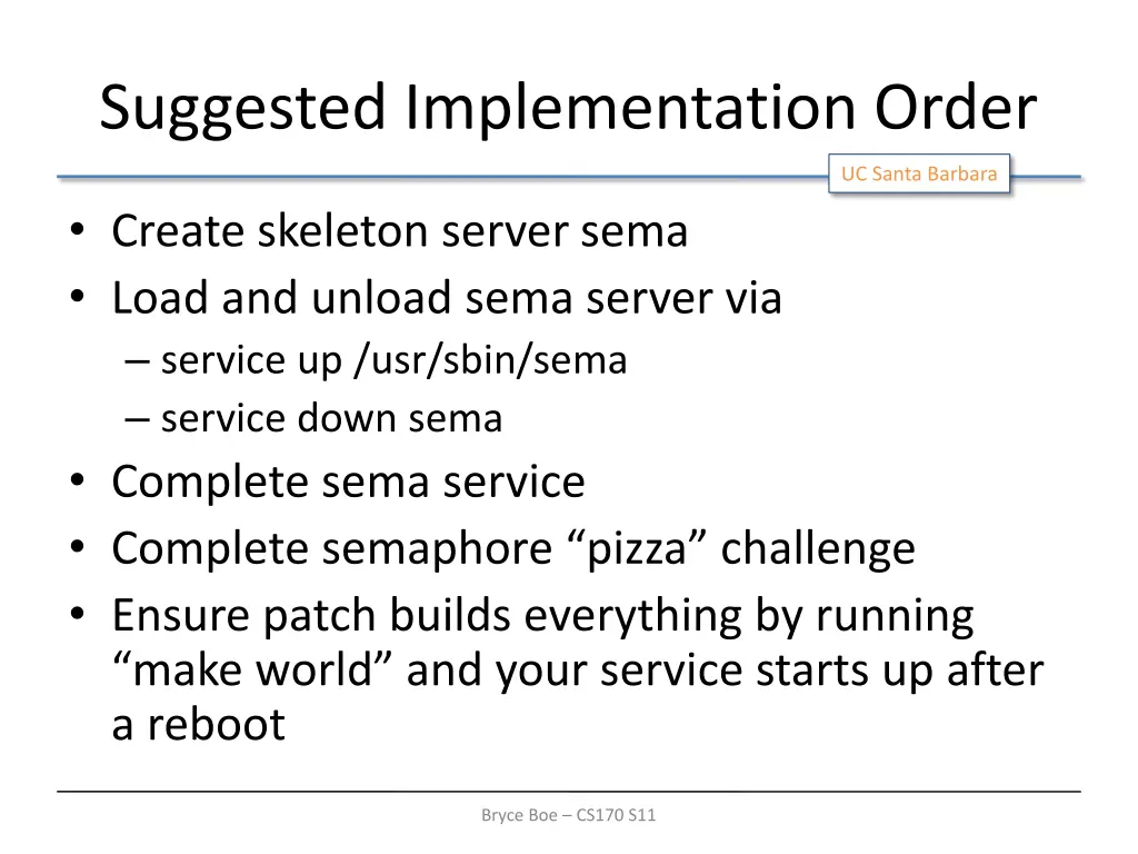 suggested implementation order