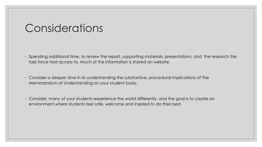 considerations