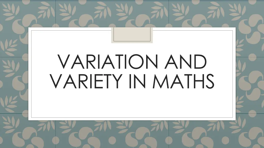 variation and variety in maths