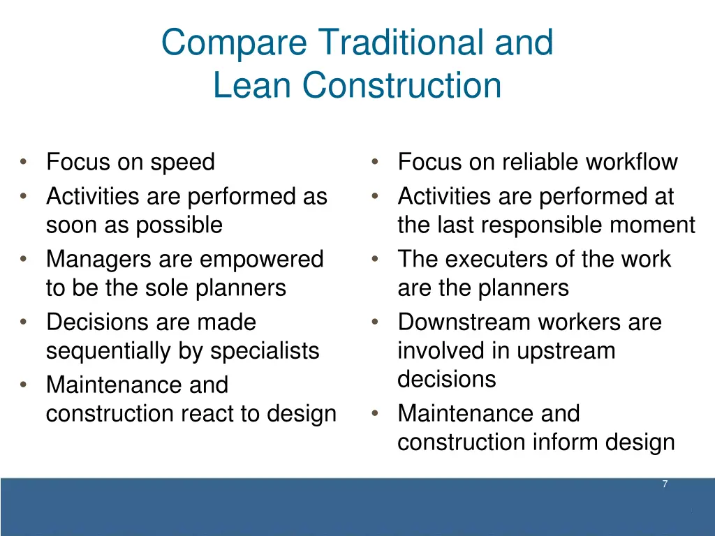 compare traditional and lean construction