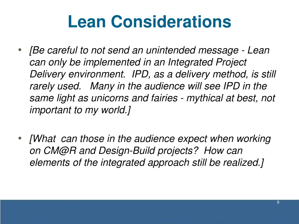 lean considerations