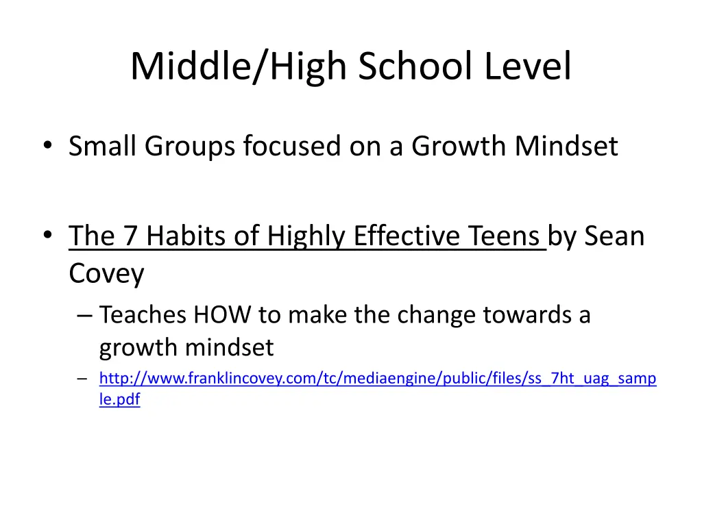 middle high school level