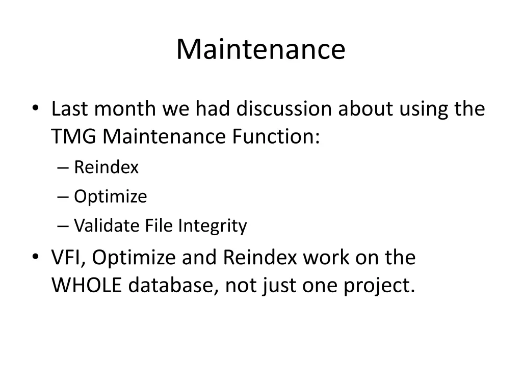 maintenance
