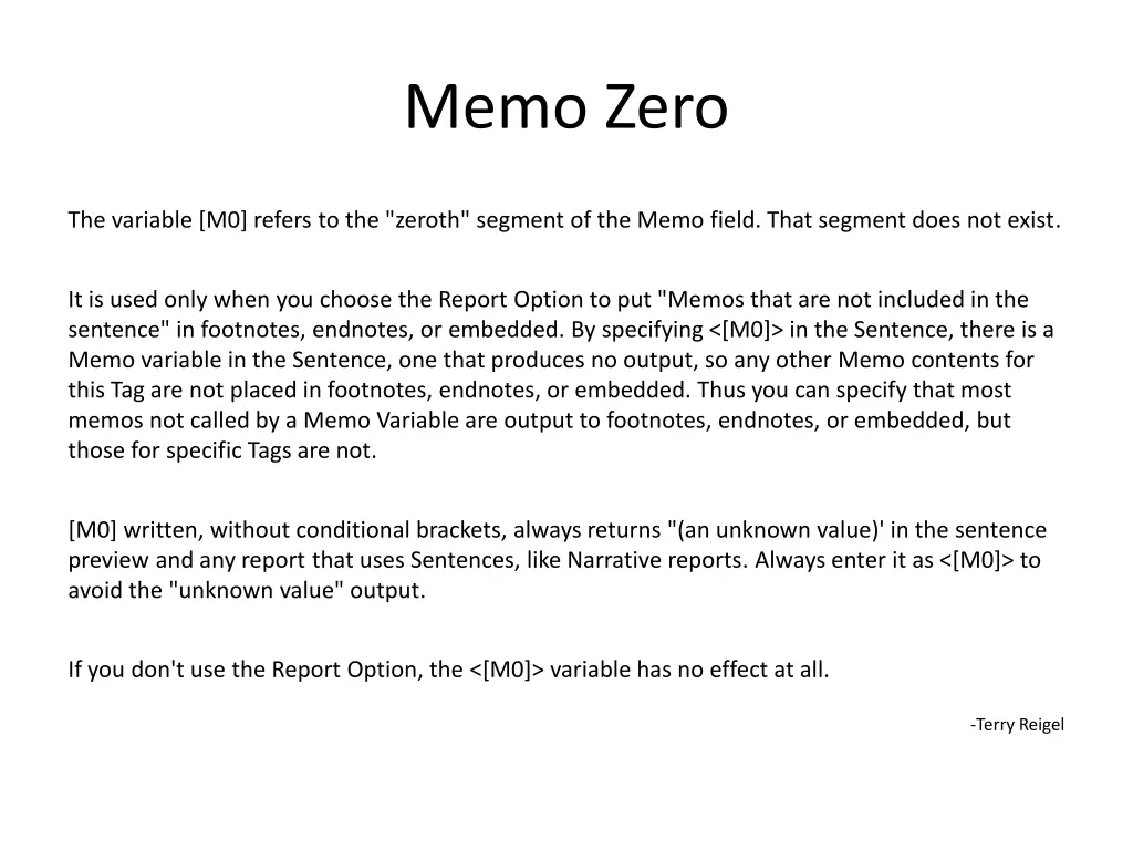 memo zero