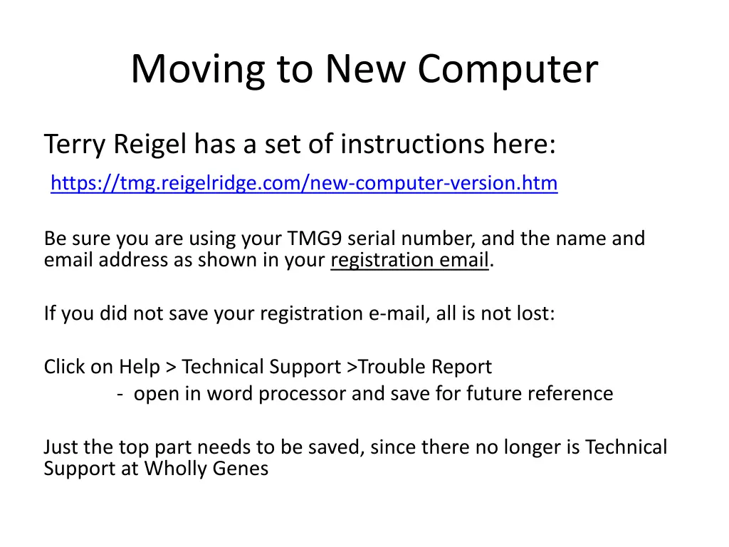 moving to new computer