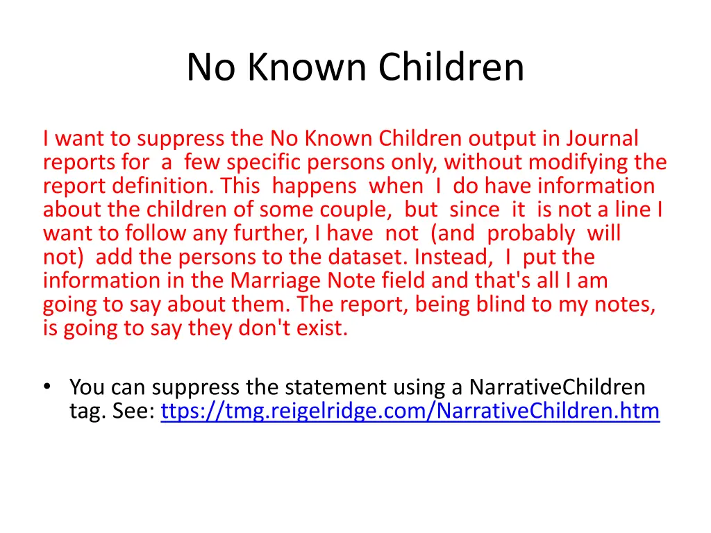 no known children